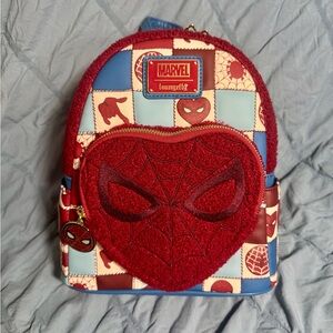 Loungefly Marvel Spider-Man Patchwork Kids Backpack - Red and Blue